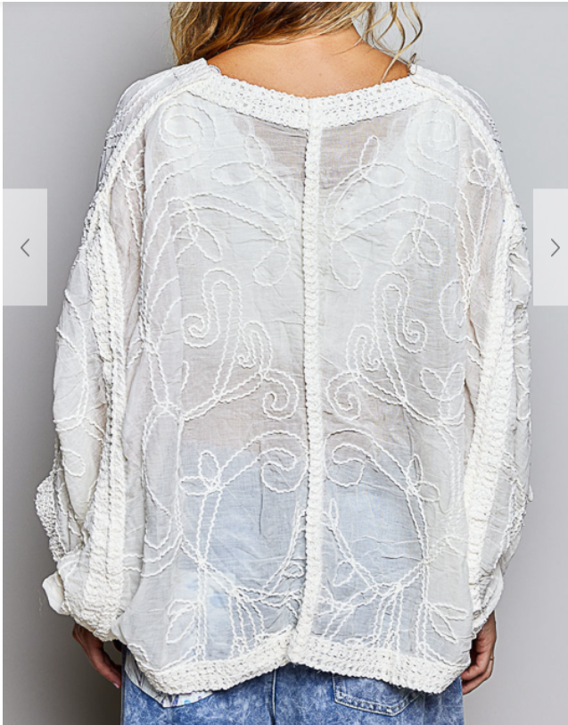 POL Sheer Crochet Cardigan