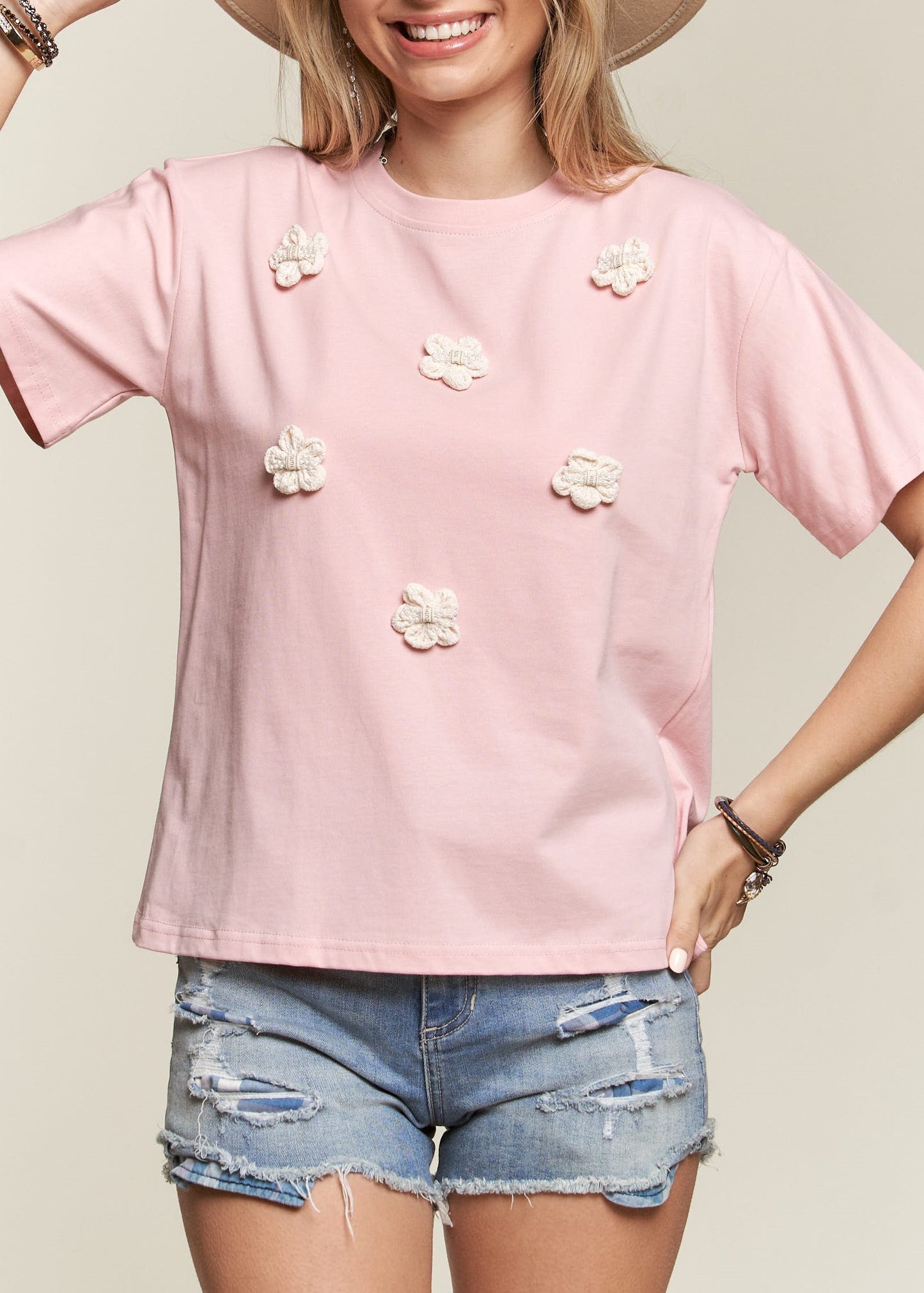 ADORA Floral Patched Casual Top