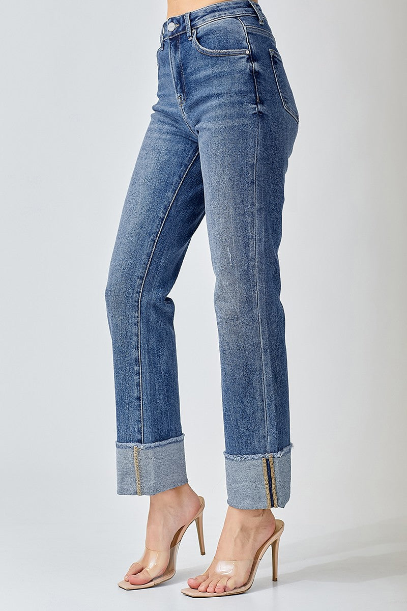 RISEN High Rise Straight-Cuffed Relaxed Jeans