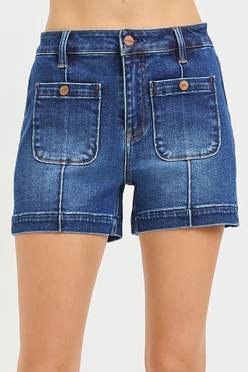 RISEN High Rise Patch Pocket Shorts