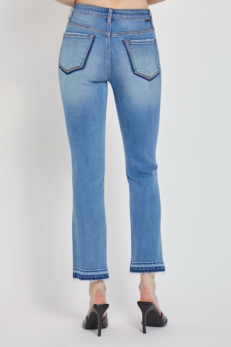 RISEN Mid Rise Straight Drop Hem Jeans