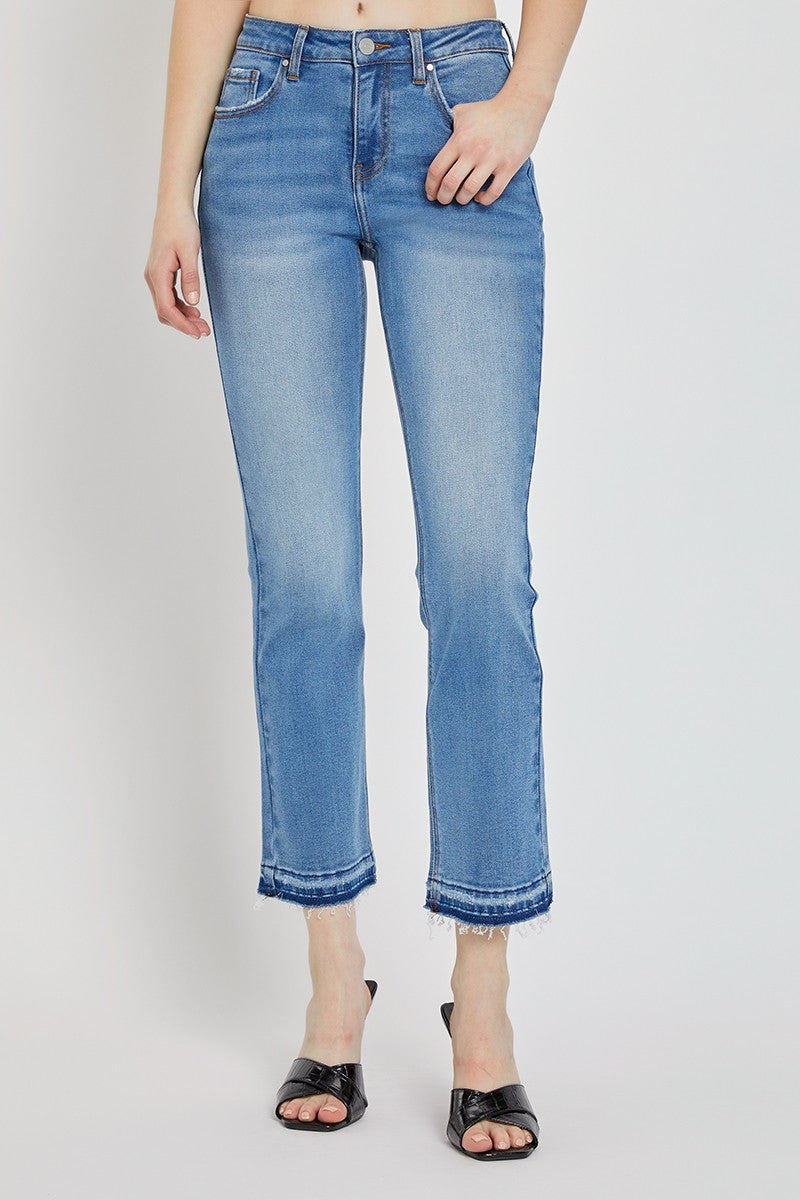 RISEN Mid Rise Straight Drop Hem Jeans