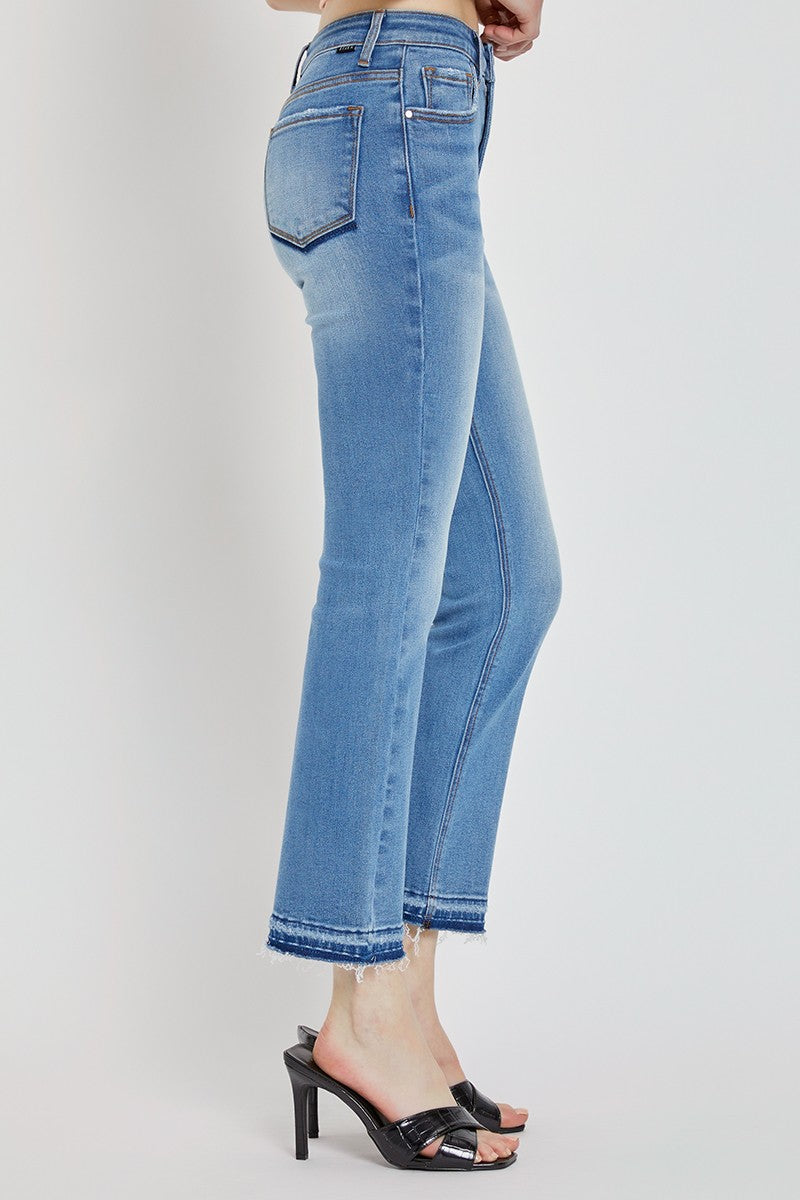 RISEN Mid Rise Straight Drop Hem Jeans