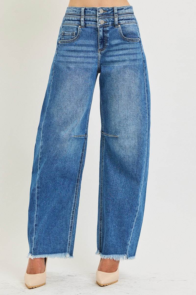 RISEN Slouchy Barrel Double Waistband Jeans