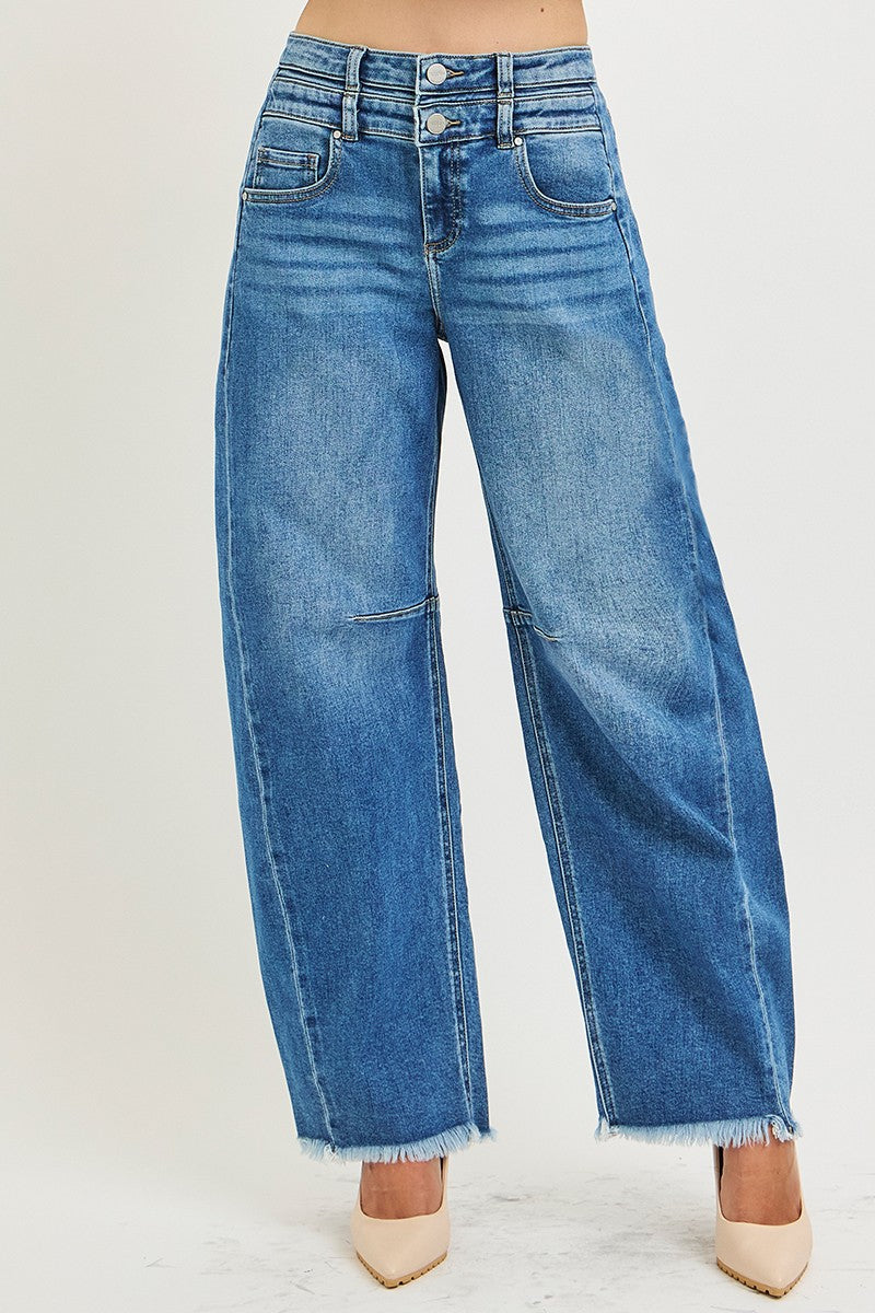 RISEN Slouchy Barrel Double Waistband Jeans