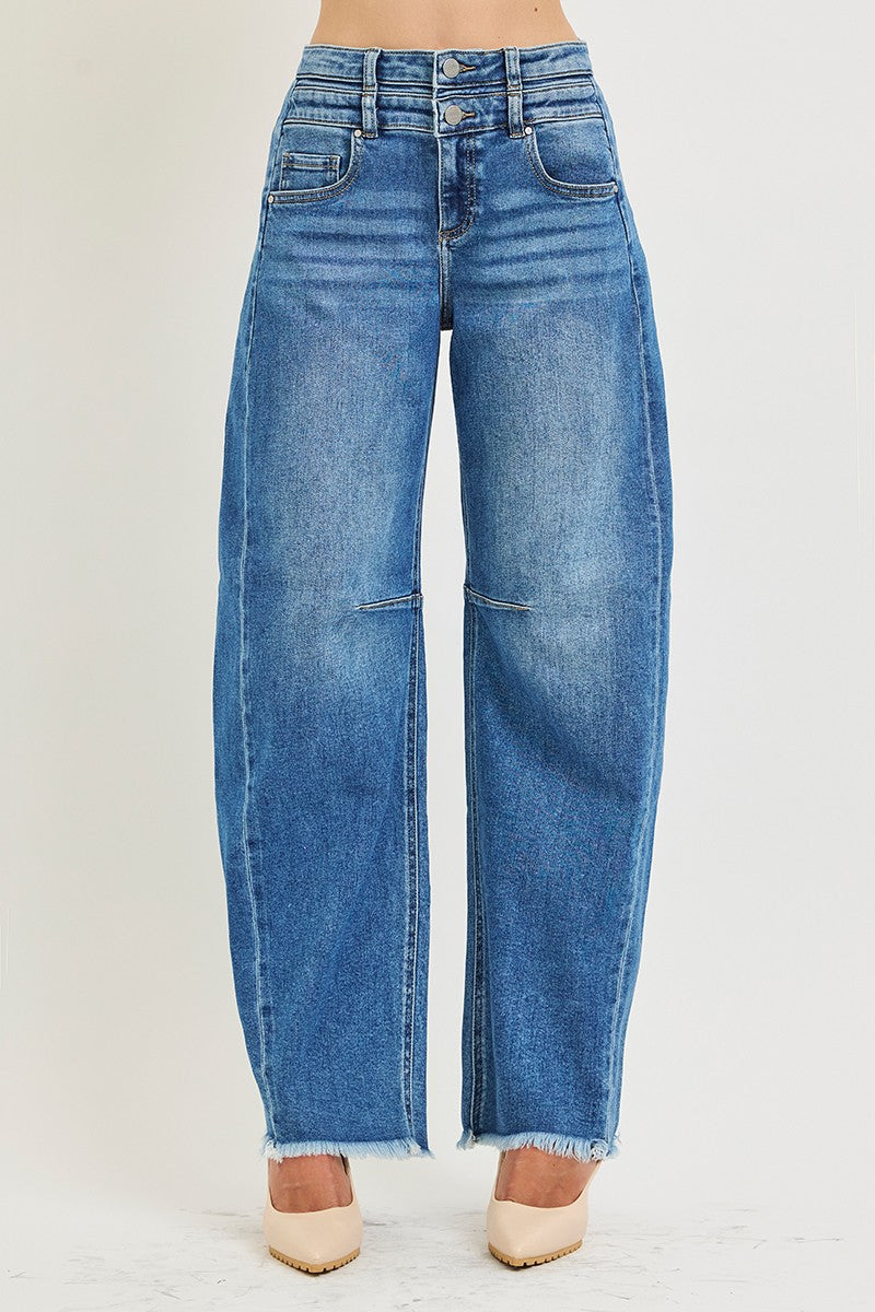 RISEN Slouchy Barrel Double Waistband Jeans