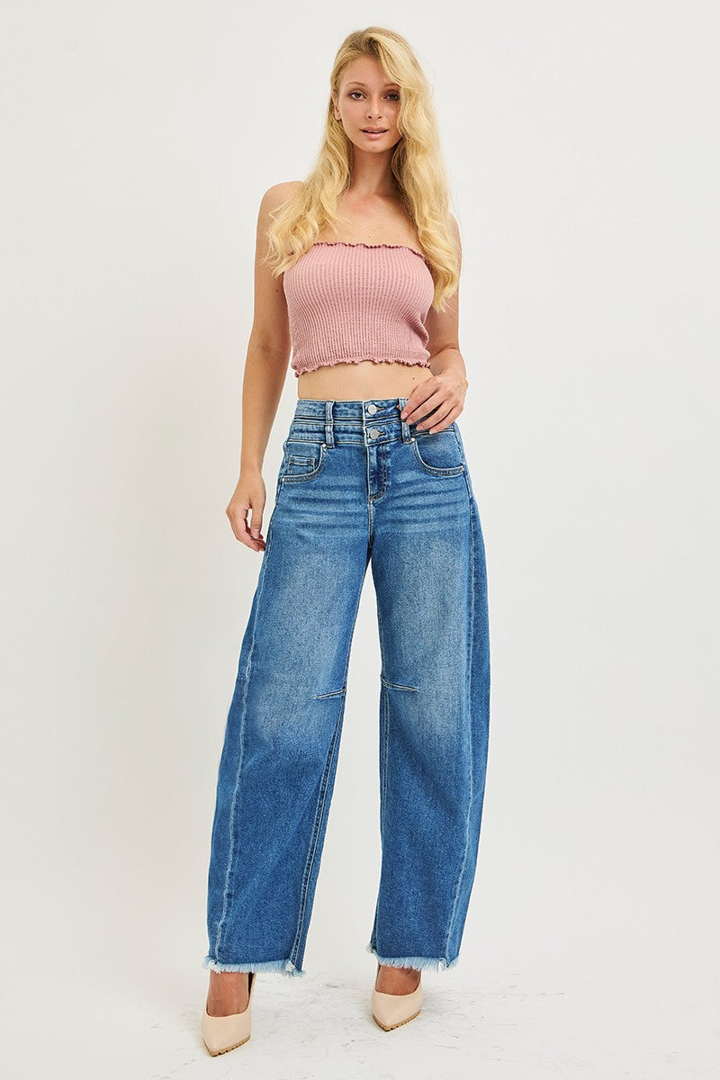 RISEN Slouchy Barrel Double Waistband Jeans