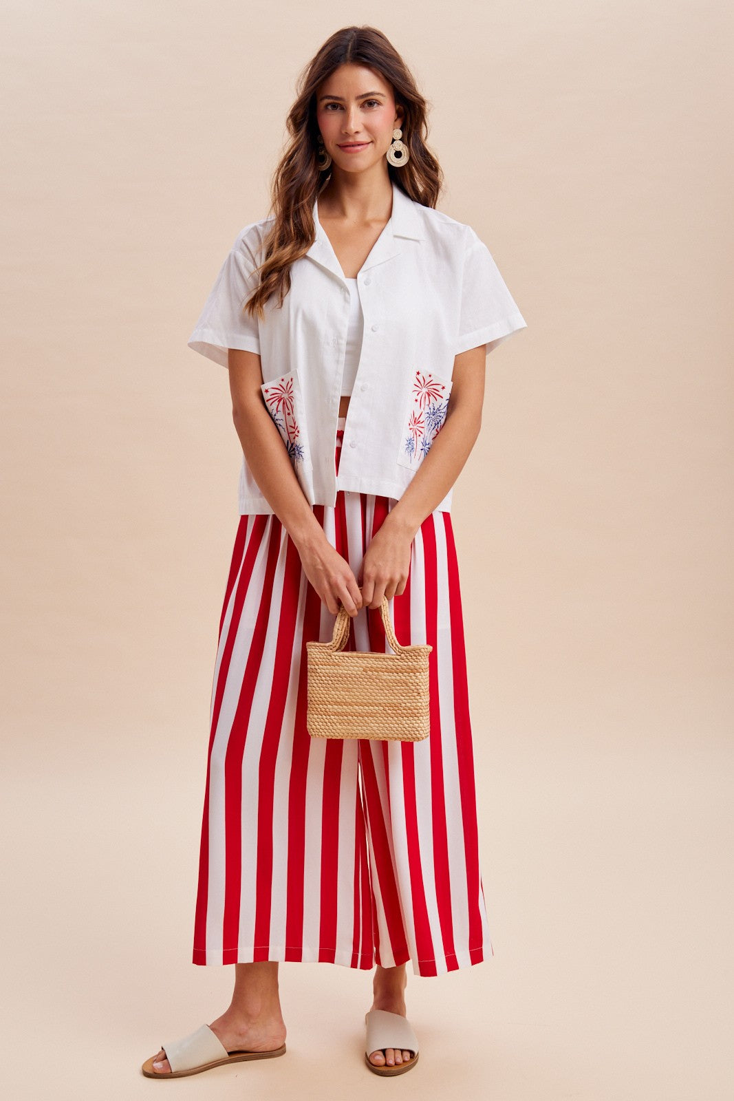 ANNIEWEAR Vertical Striped Wide Leg Pants