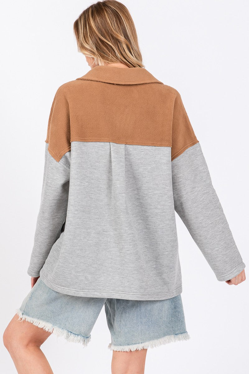 SEWN+SEEN Color Block Oversized Pullover Top