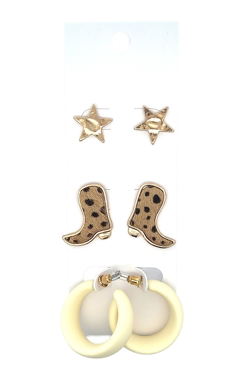 URBANISTA Cowboy Boot Set of 3 Earrings