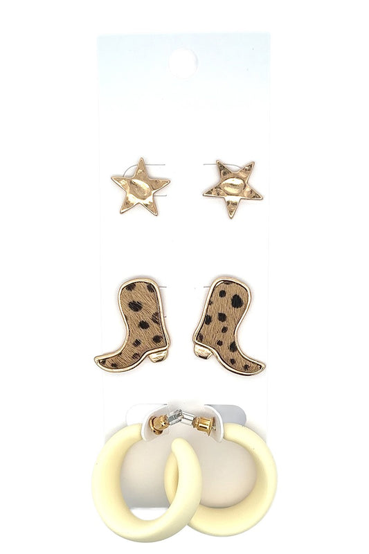 URBANISTA Cowboy Boot Set of 3 Earrings