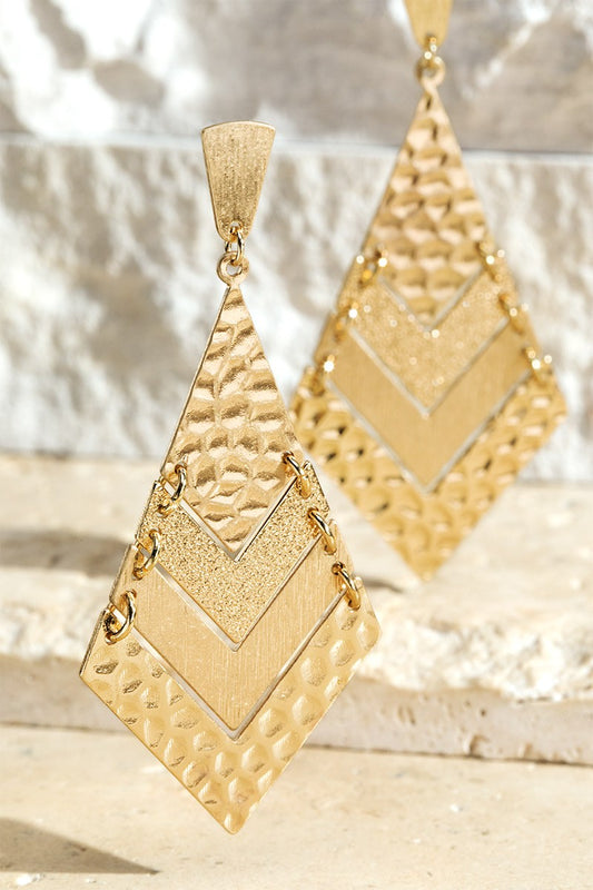 URBANISTA Hammered Metal Chevron Earrings in Gold or Silver