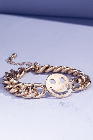 URBANISTA Happy Face Gold Chain Bracelet