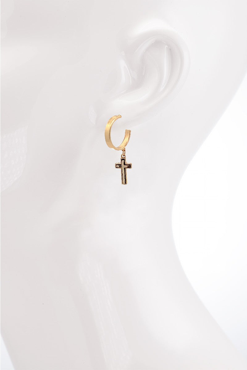 URBANISTA Cow Print Cross Earrings