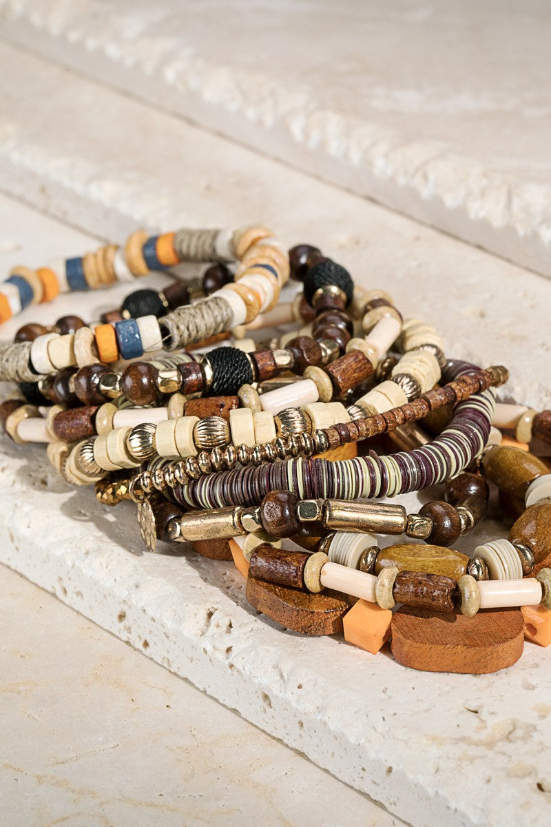 Urbanista Brown Mixed Bead Bracelet Stack