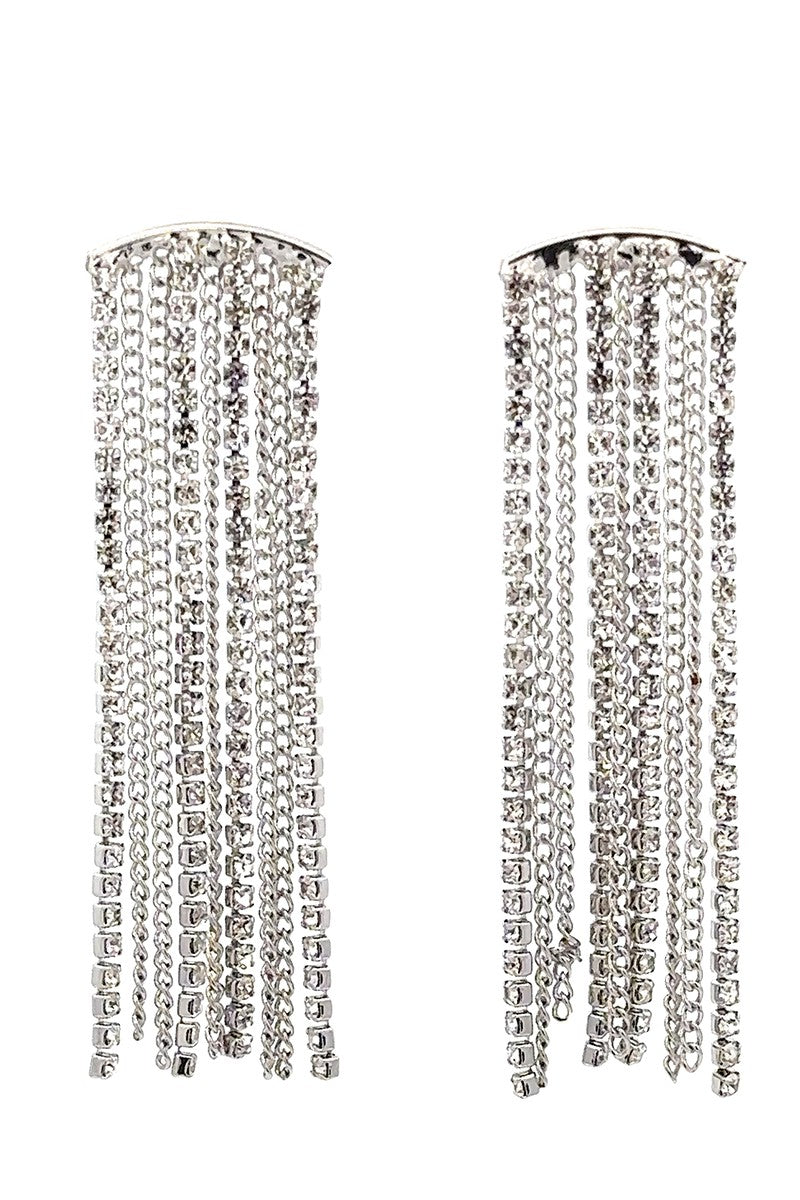 URBANISTA Rhinestone Silver Chain Earrings