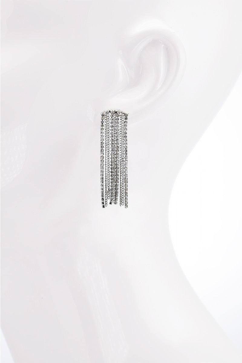 URBANISTA Rhinestone Silver Chain Earrings