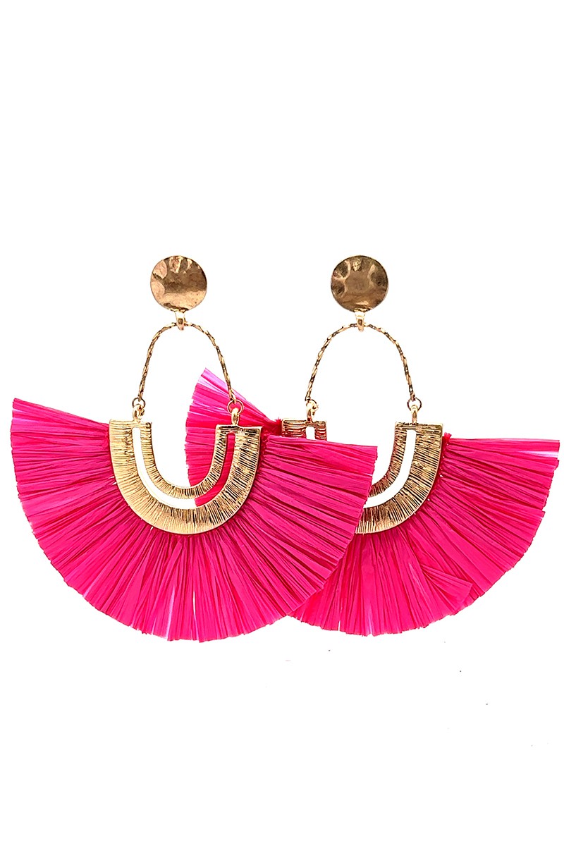 URBANISTA Gold/Fuchsia Fan Earrings