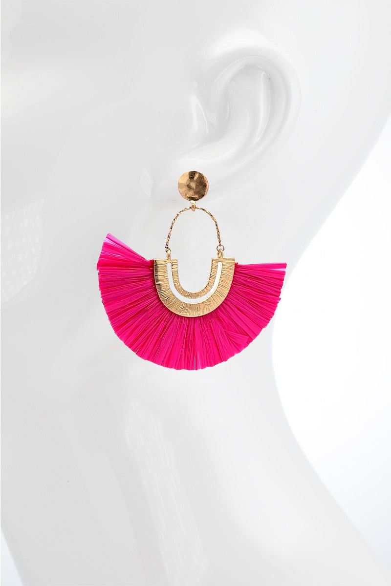 URBANISTA Gold/Fuchsia Fan Earrings