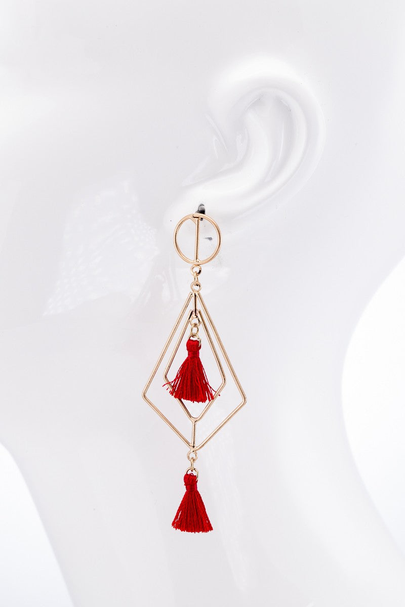 URBANISTA Double Red Tassel Earrings