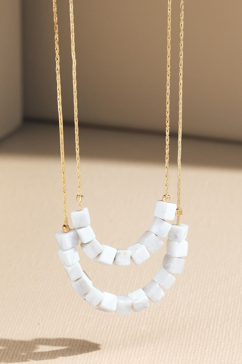 URBANISTA Natural Stone Cube Necklace in 5 Different Colors