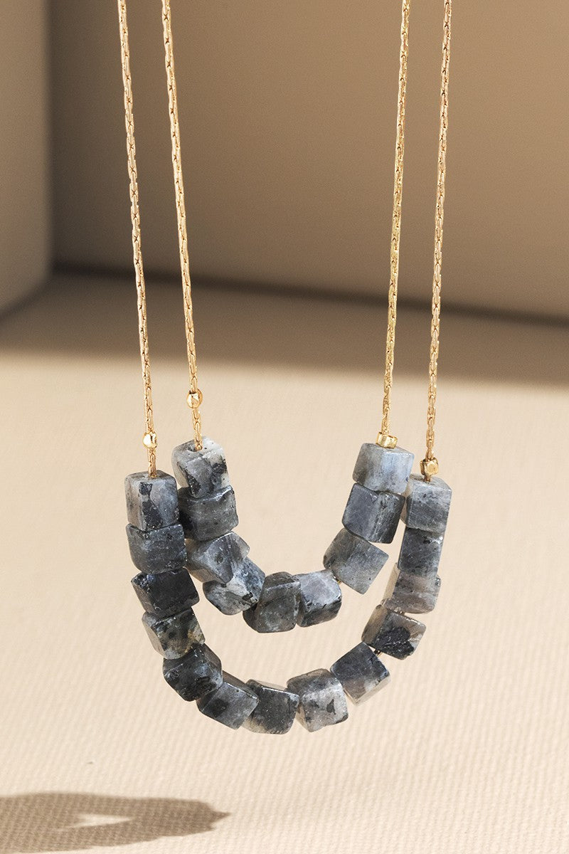 URBANISTA Natural Stone Cube Necklace in 5 Different Colors