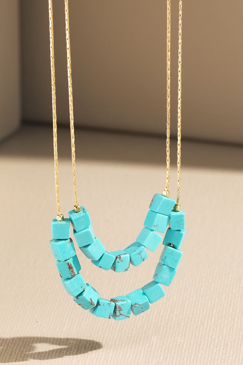 URBANISTA Natural Stone Cube Necklace in 5 Different Colors