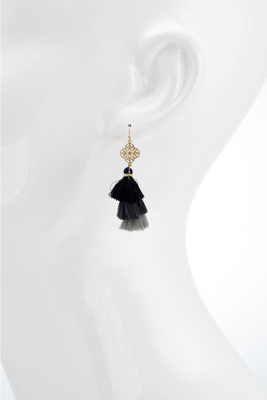 URBANISTA Black/Grey Tassel Earrings