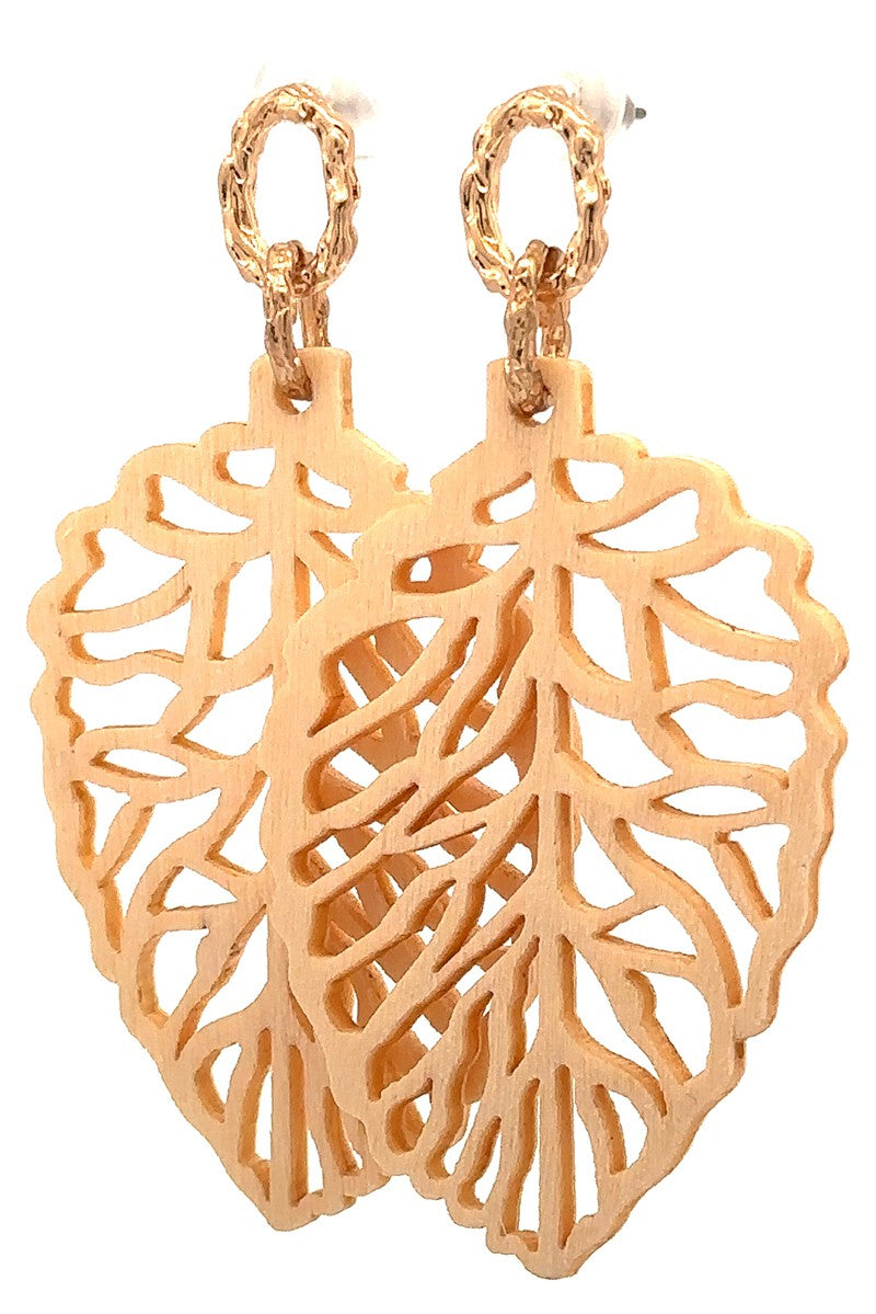 URBANISTA Wood Leaf Earrings