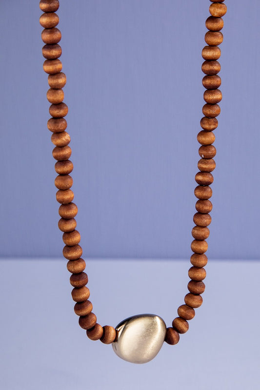 URBANISTA Wood Bead Dark Brown Necklace