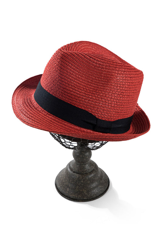 URBANISTA Black Ribbon Red Fedora Hat