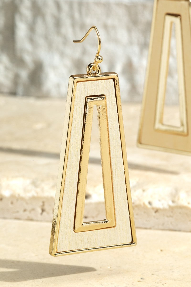 URBANISTA Wood & Metal Geometric Dangle Drop Earrings