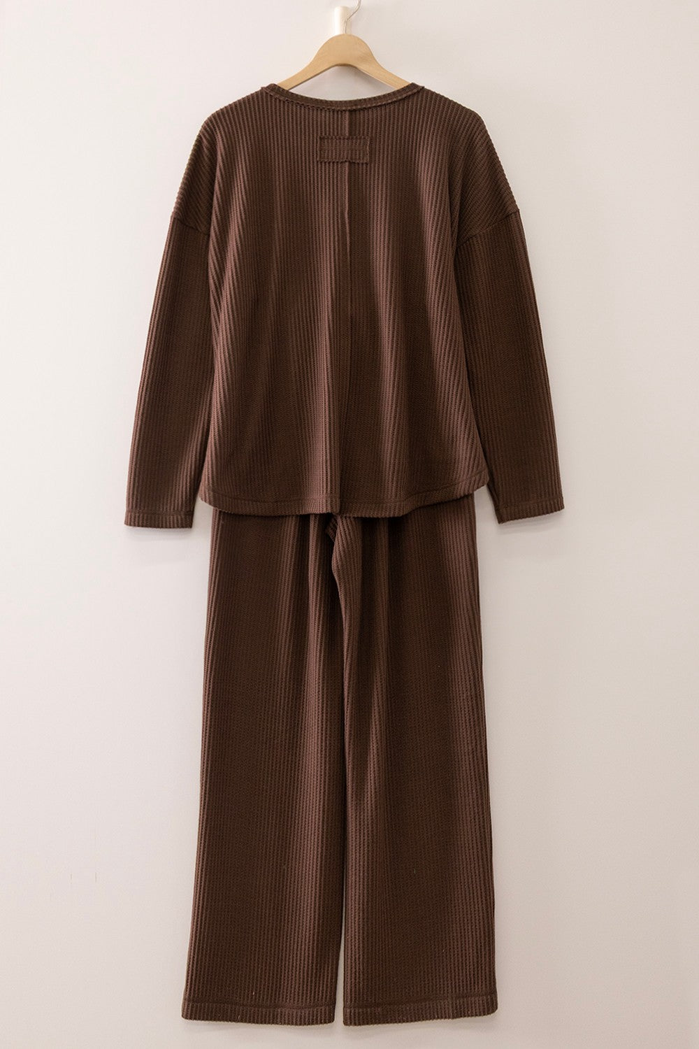 VERY J Cozy Waffle Long Sleeve Lounge Set
