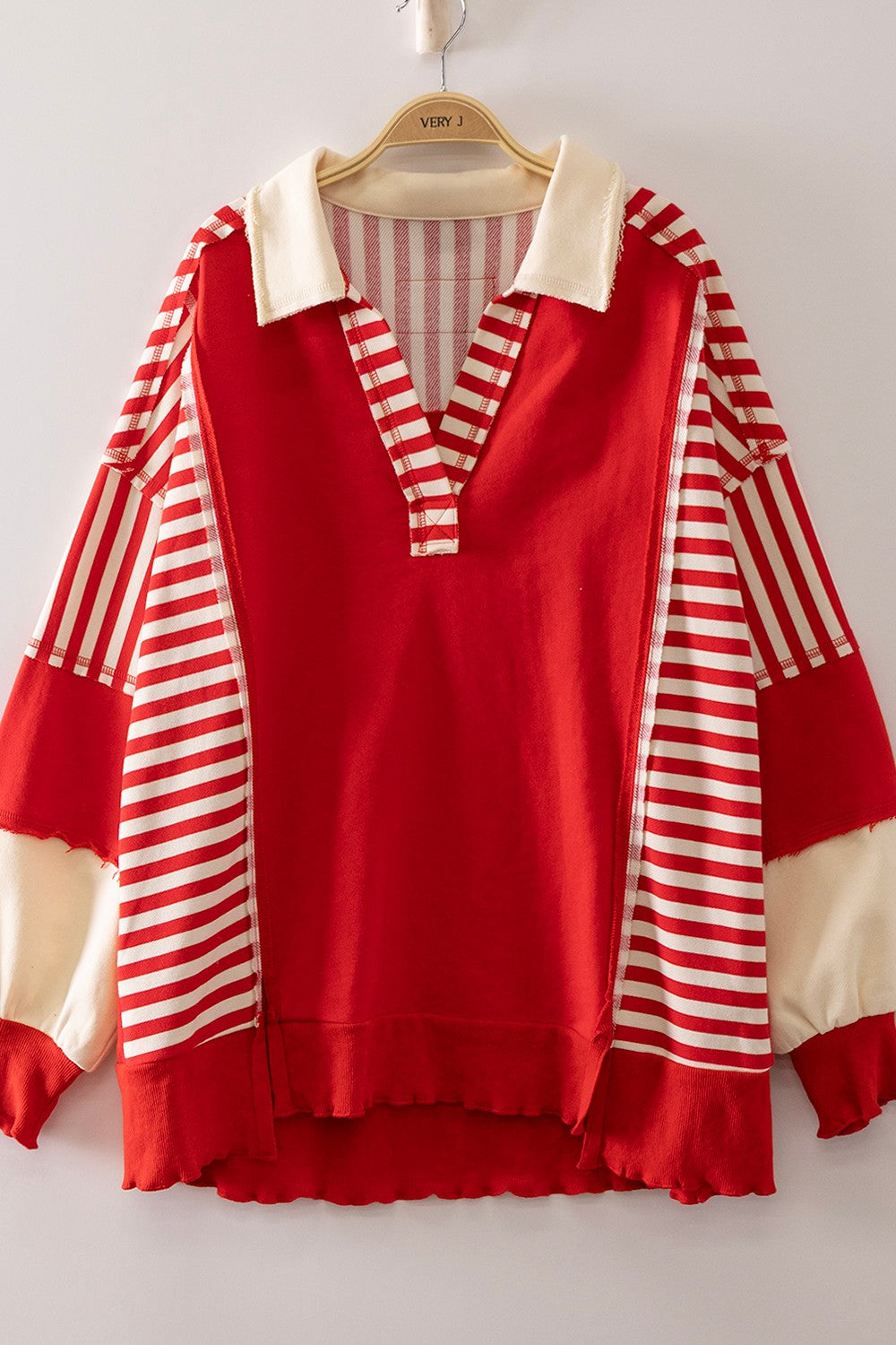 VERY J Vintage Stripe Rugby Sweatshirt