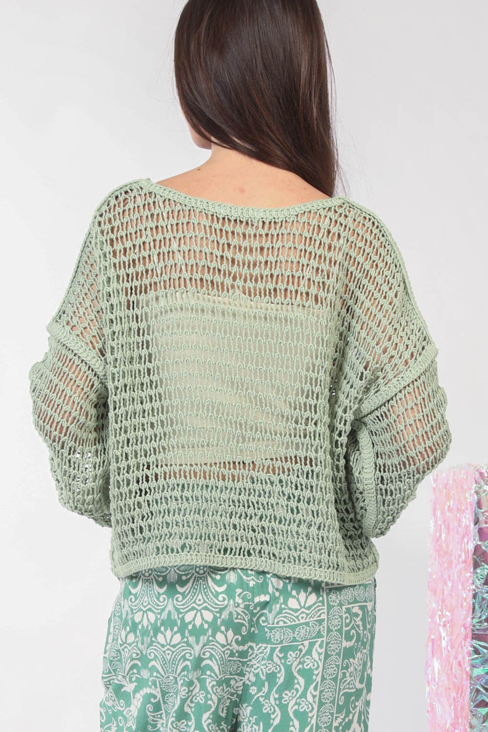 VERY J Oversized Crochet Knit Top