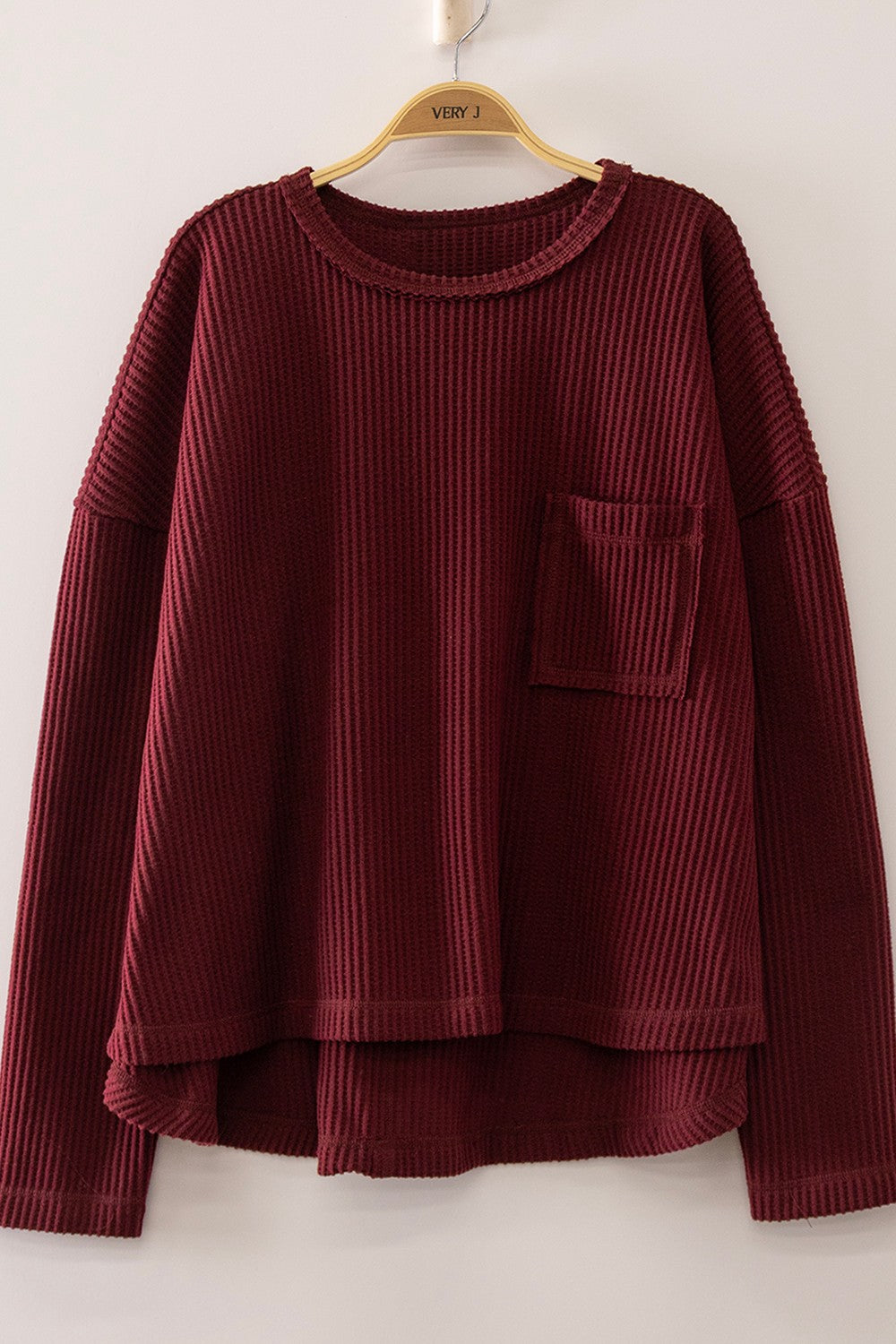 VERY J Cozy Waffle Long Sleeve Lounge Set