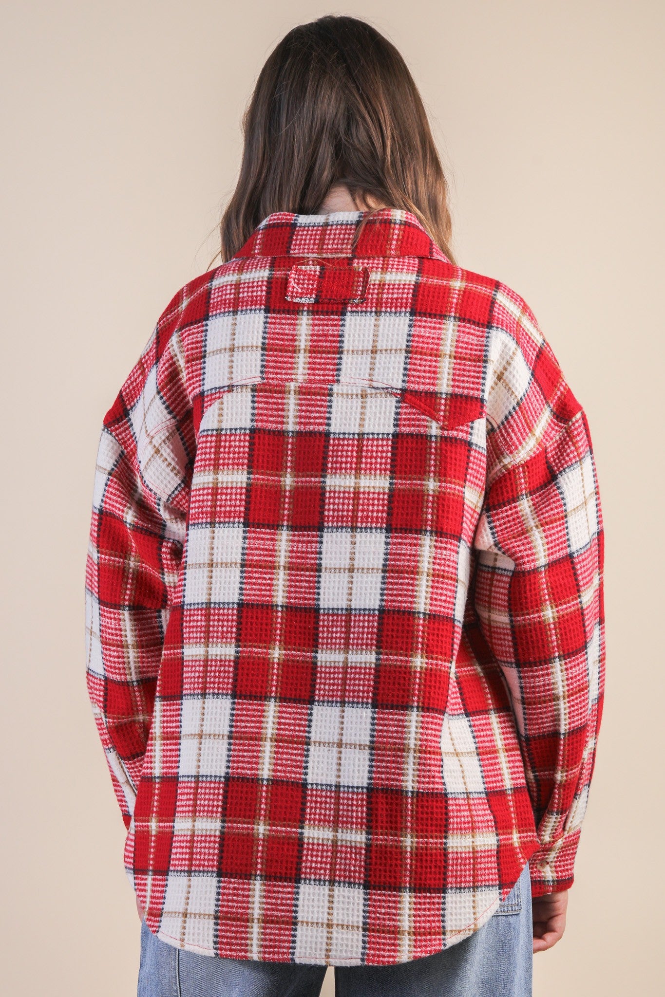 VERY J Oversized Checkered Flannel Shacket Jacket