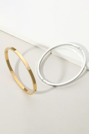 WONA Stainless Steel Hinged Bangle Bracelet