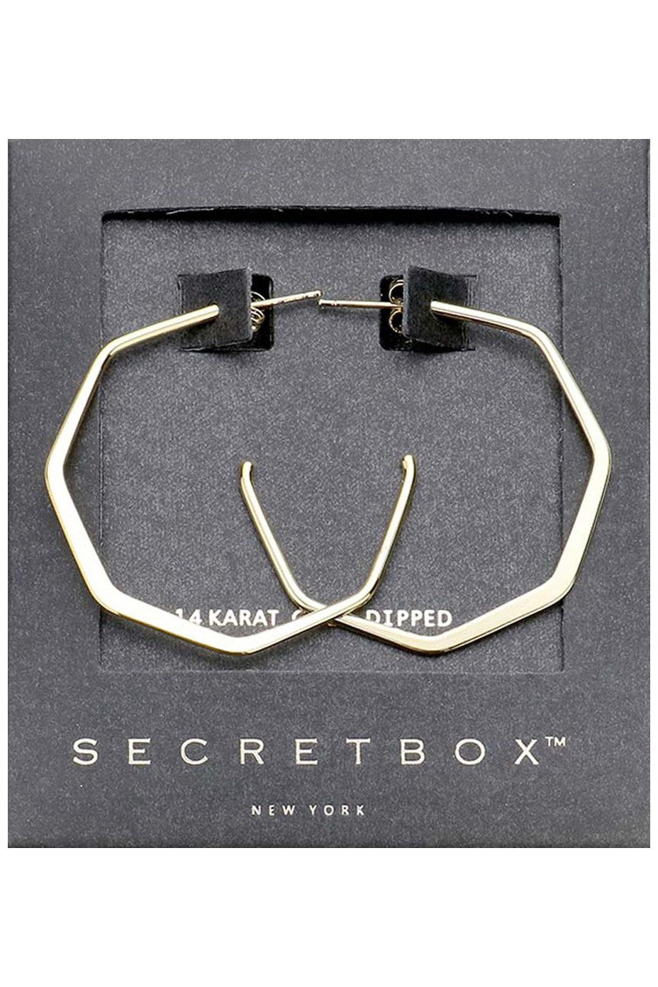 WONA Secret Box Metal Angled Hoop Earrings