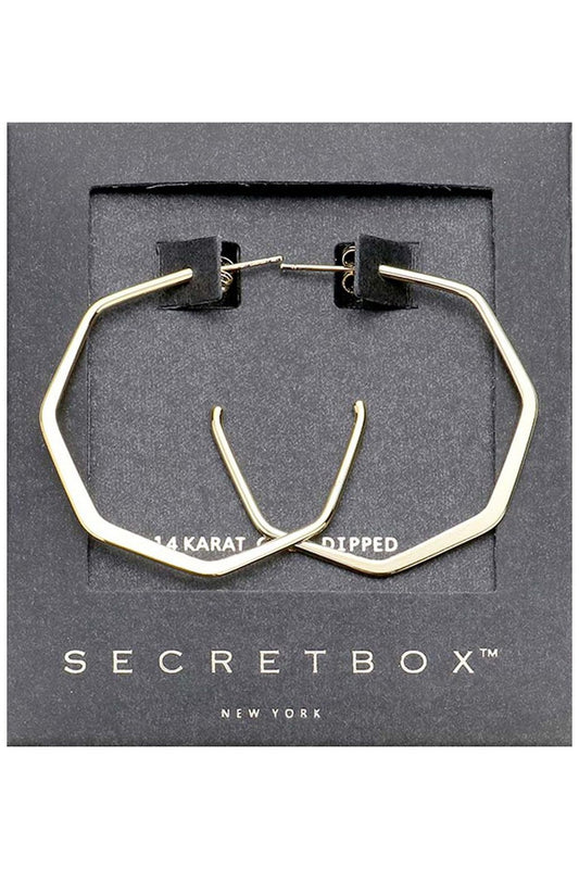 WONA Secret Box Metal Angled Hoop Earrings