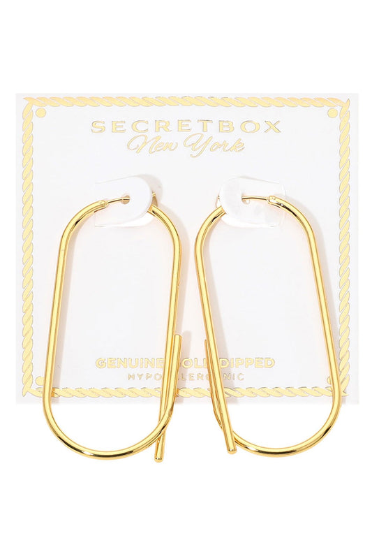 WONA Secret Box Genuine Oval Pin Catch Hoop Earrings