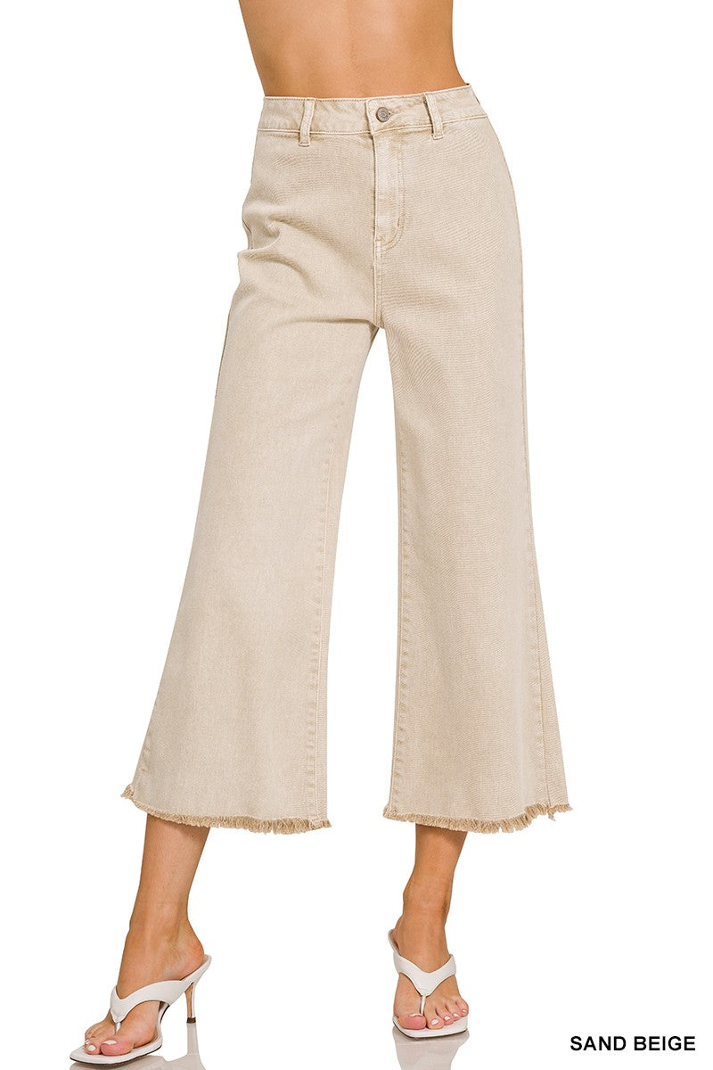 ZENANA Acid Washed High Waist Straight Pants