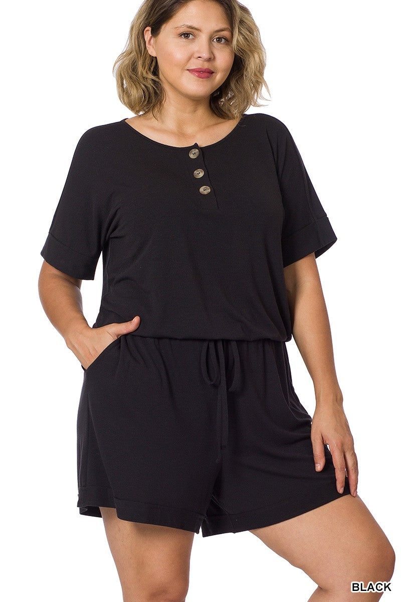 ZENANA Plus Short Sleeve Romper