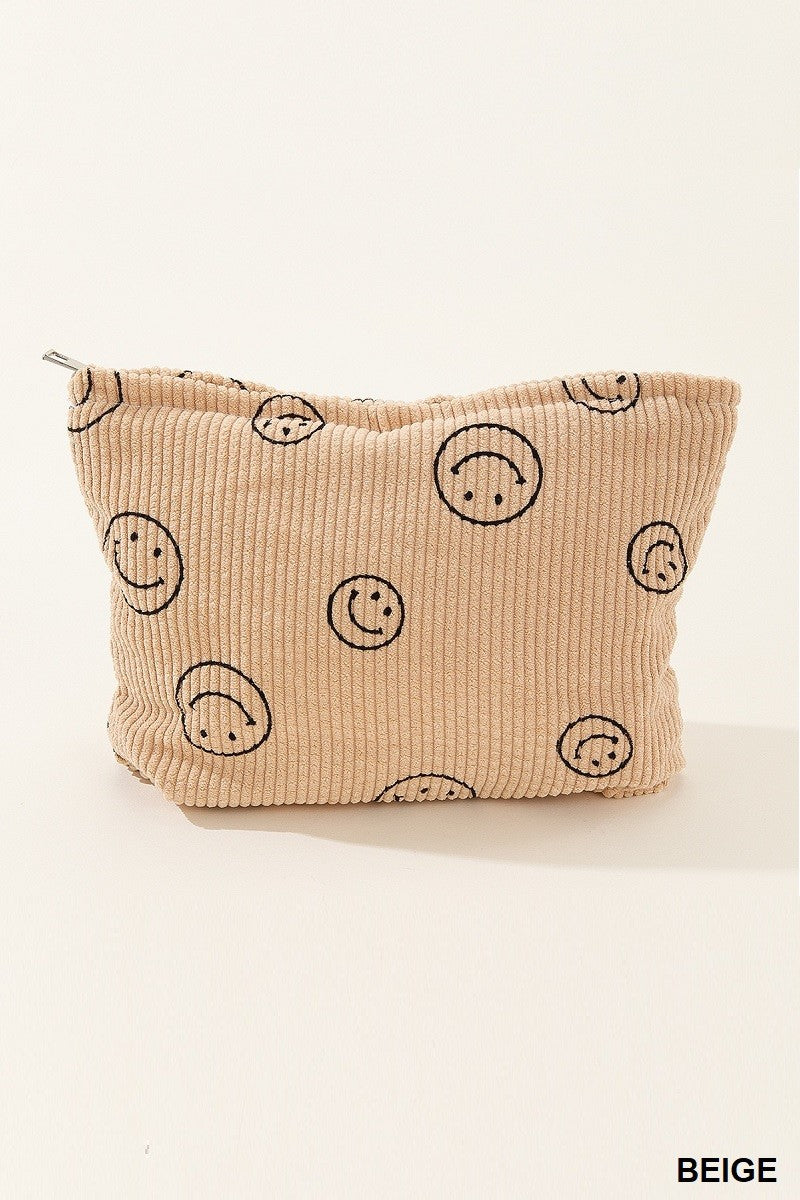 ZENANA Corduroy Smile Makeup Bag Large