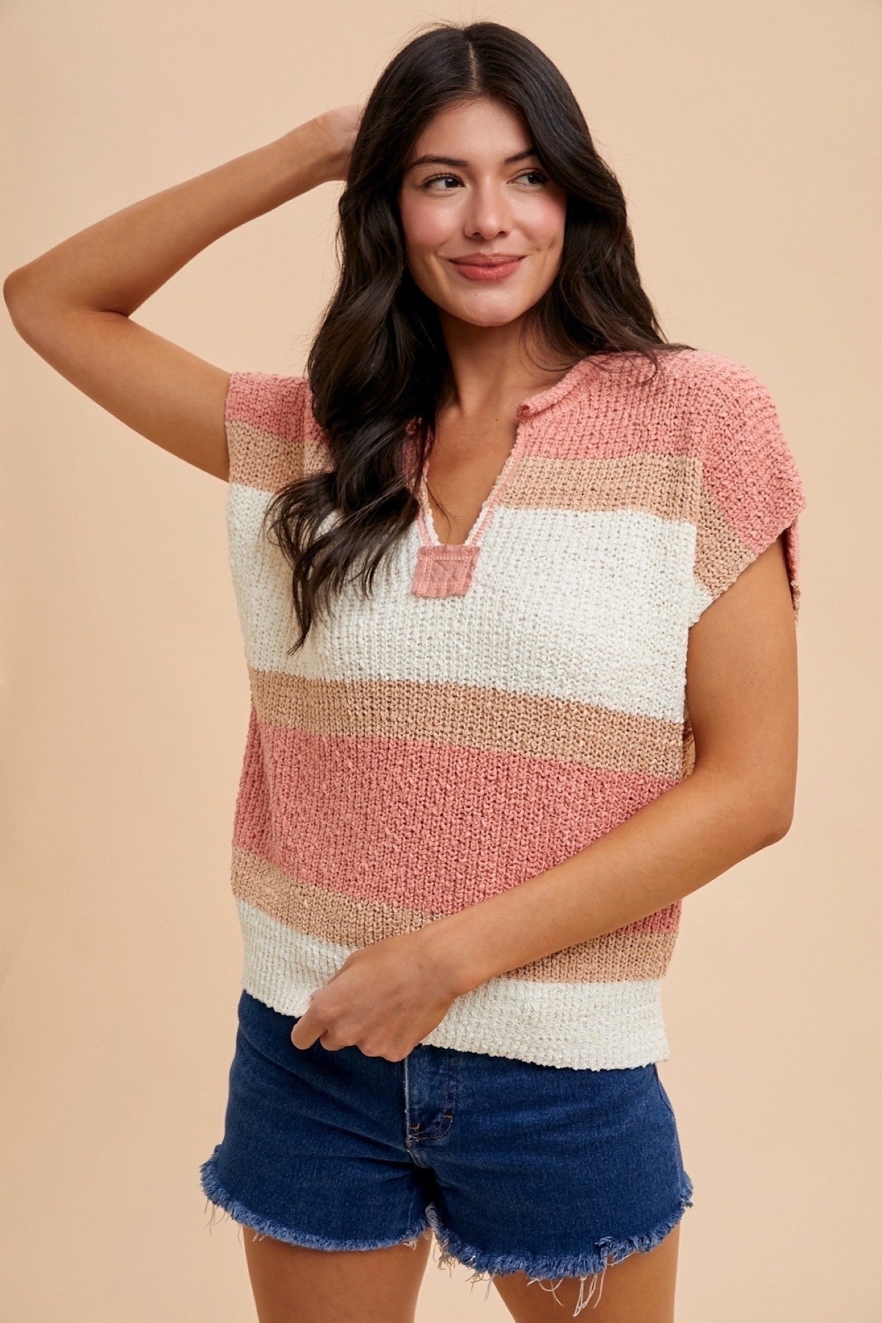 ANNIEWEAR  Color Block Textured Sweater