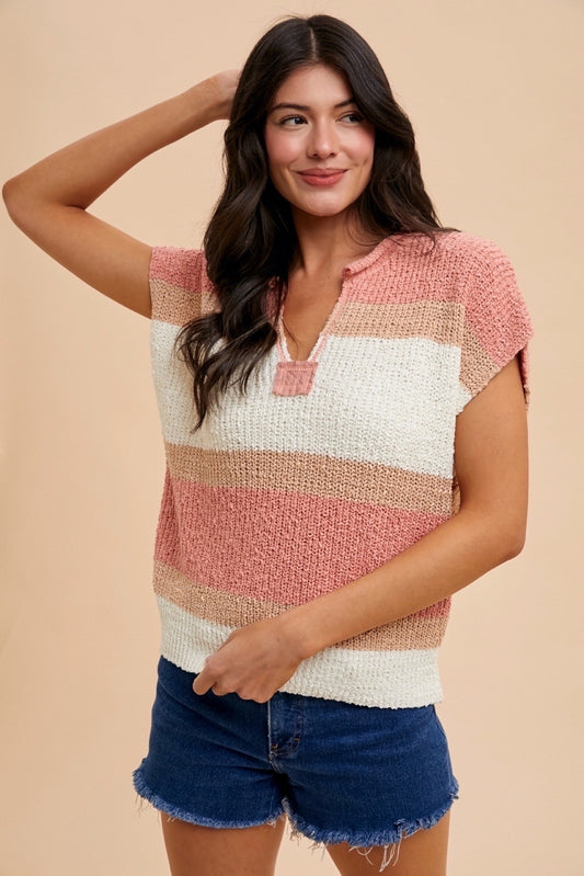 ANNIEWEAR  Color Block Textured Sweater