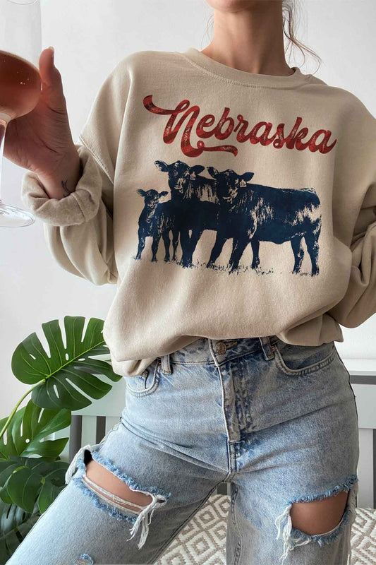 ALPHIA Nebraska Cattle Graphic Sweatshirt