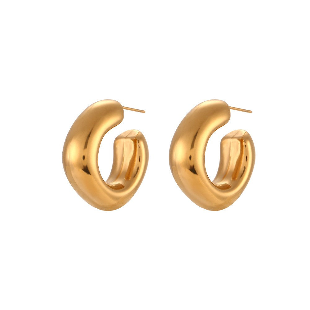 JOSSLYN 18k Stainless Steel Chunky Hoops