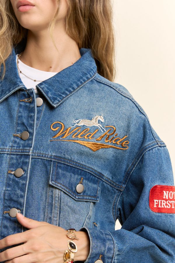 DAVI&DANI Wild Ride Patch Denim Jacket