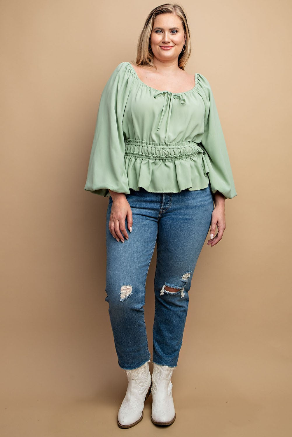 GIGIO Plus Dusty Mint Blouse